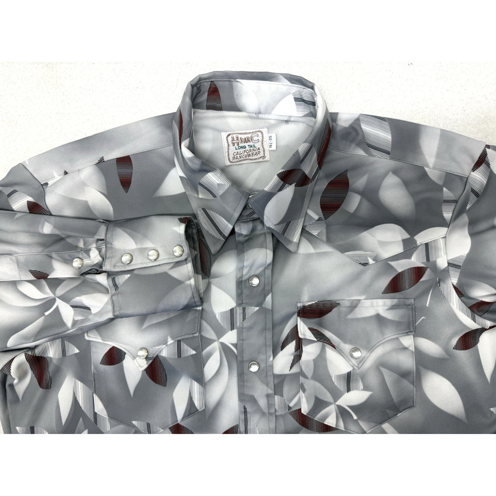 Vtg H BAR C California Ranchwear Mens 16.5 Pearl Snap Polyester Western Shirt